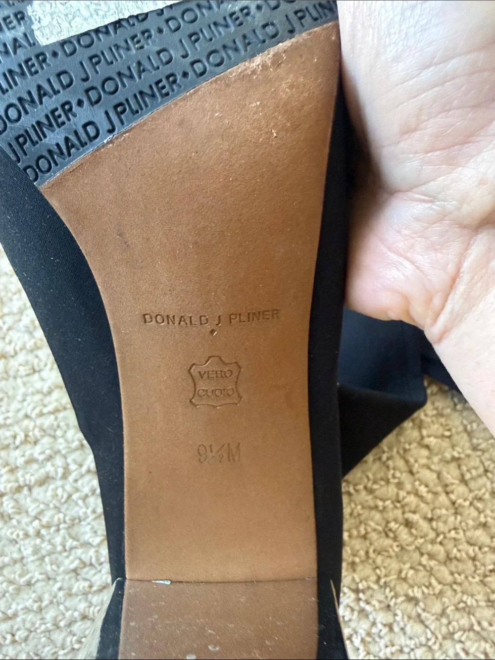 Donald J. Pliner Black Over-the-Knee Stretch Boot with Metallic Block Heel 9.5